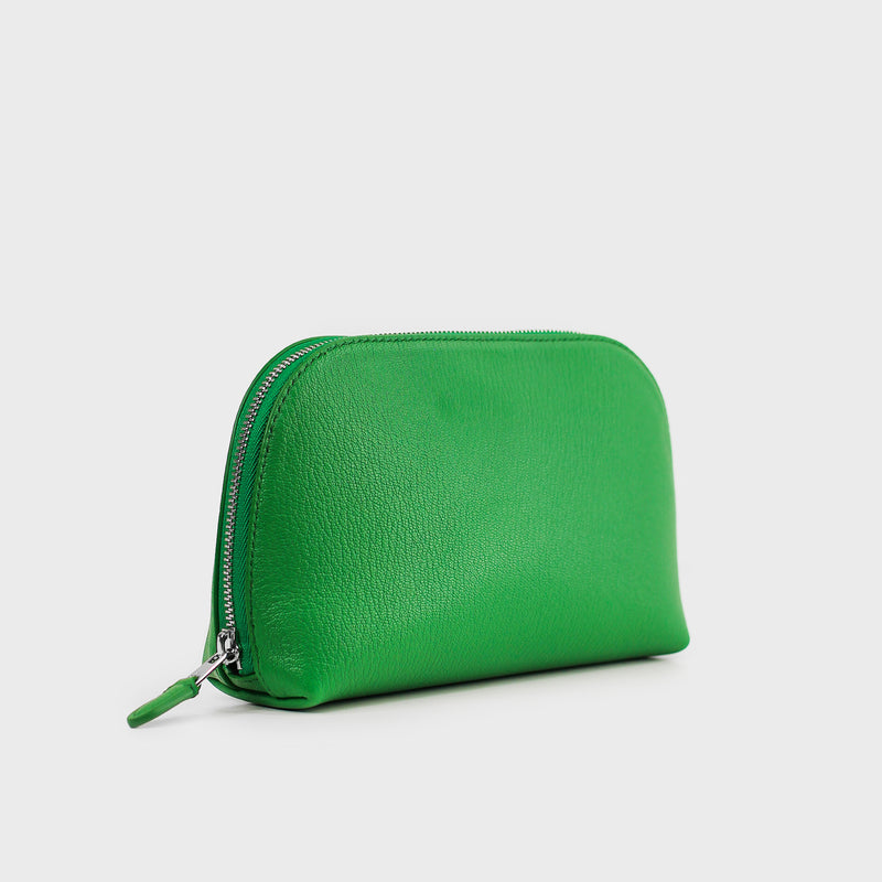 LEATHER COSMETIC CASE GREEN BAMBOO