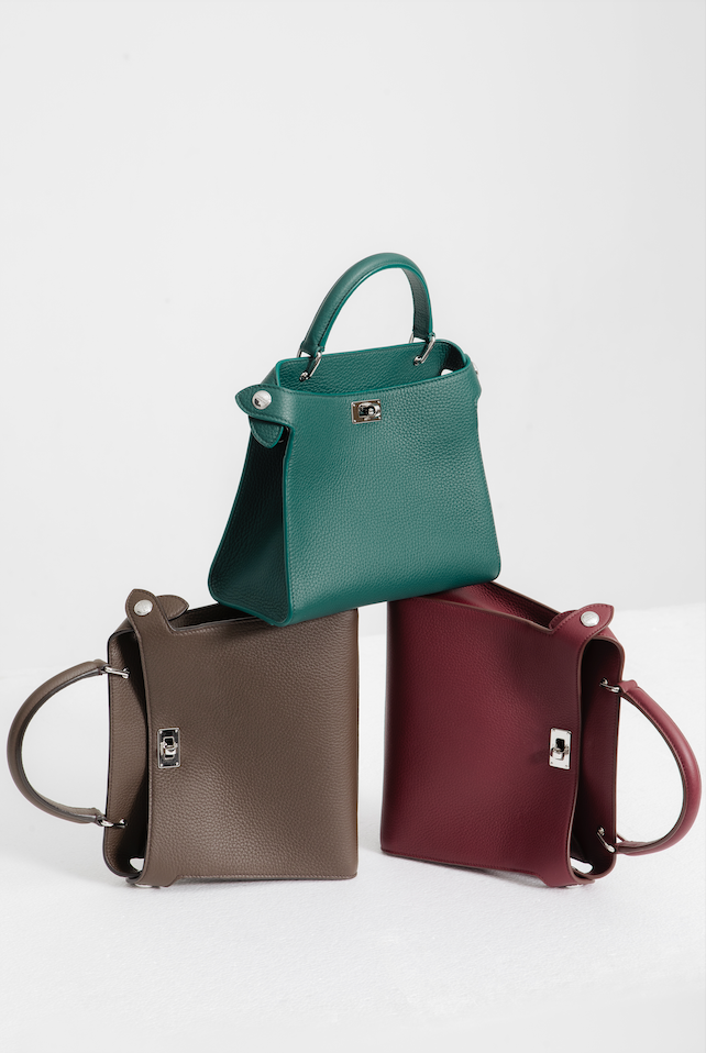 LEATHER HANDBAG LUTECE MINI BOURGUNDY