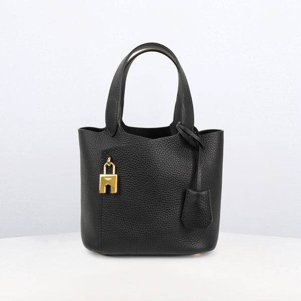 LEATHER HANDBAG ETOILE MINI BLACK WITH GOLD HARDWARE