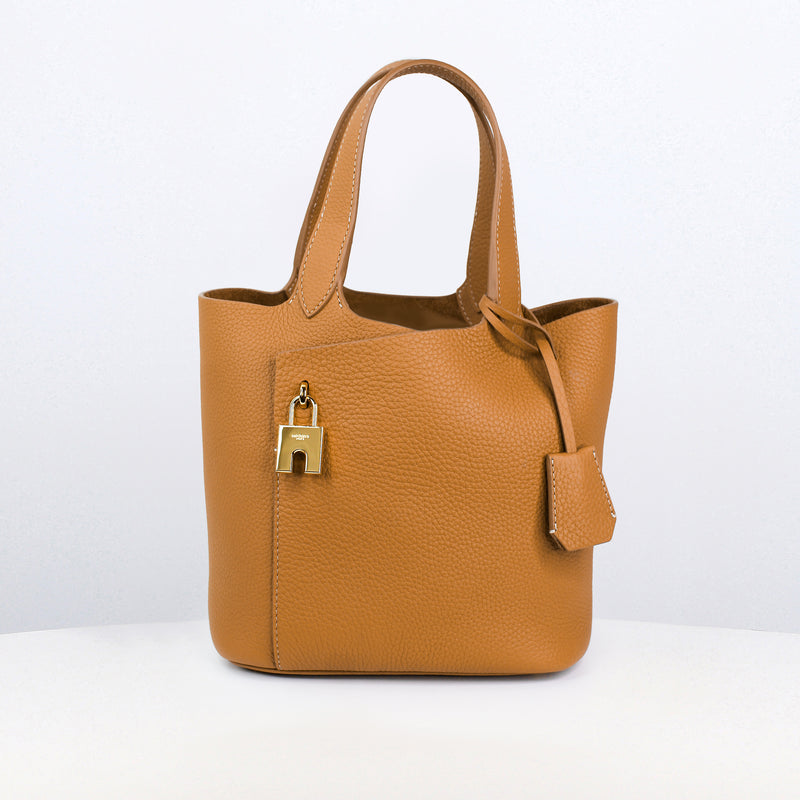 LEATHER HANDBAG ETOILE PM CAMEL WITH GOLD HARDWARE