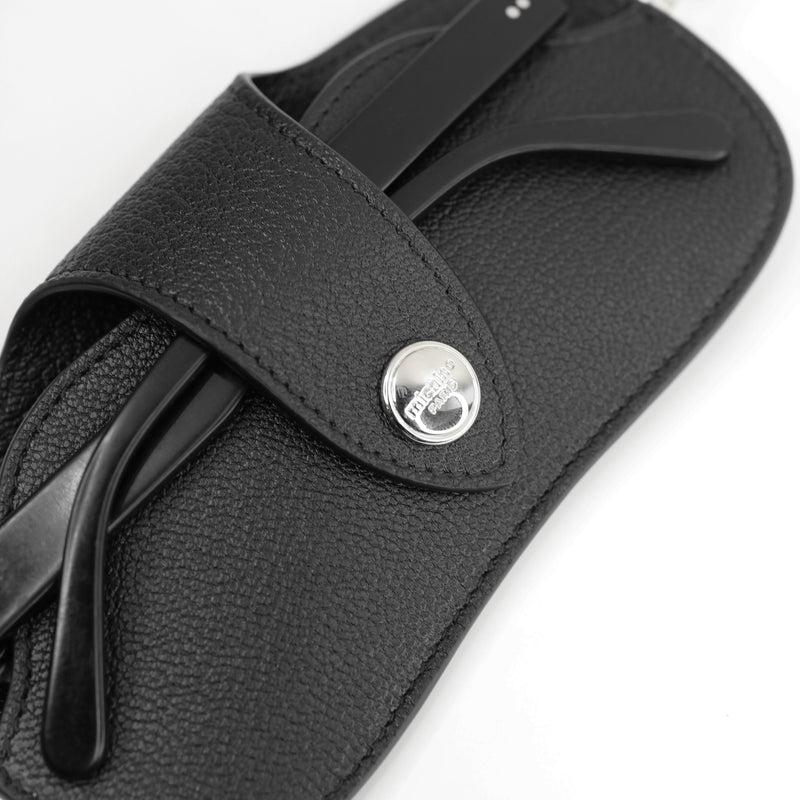 LEATHER GLASSES HOLDER BLACK