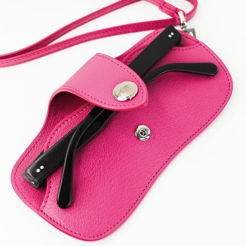 LEATHER GLASSES HOLDER FUXIA