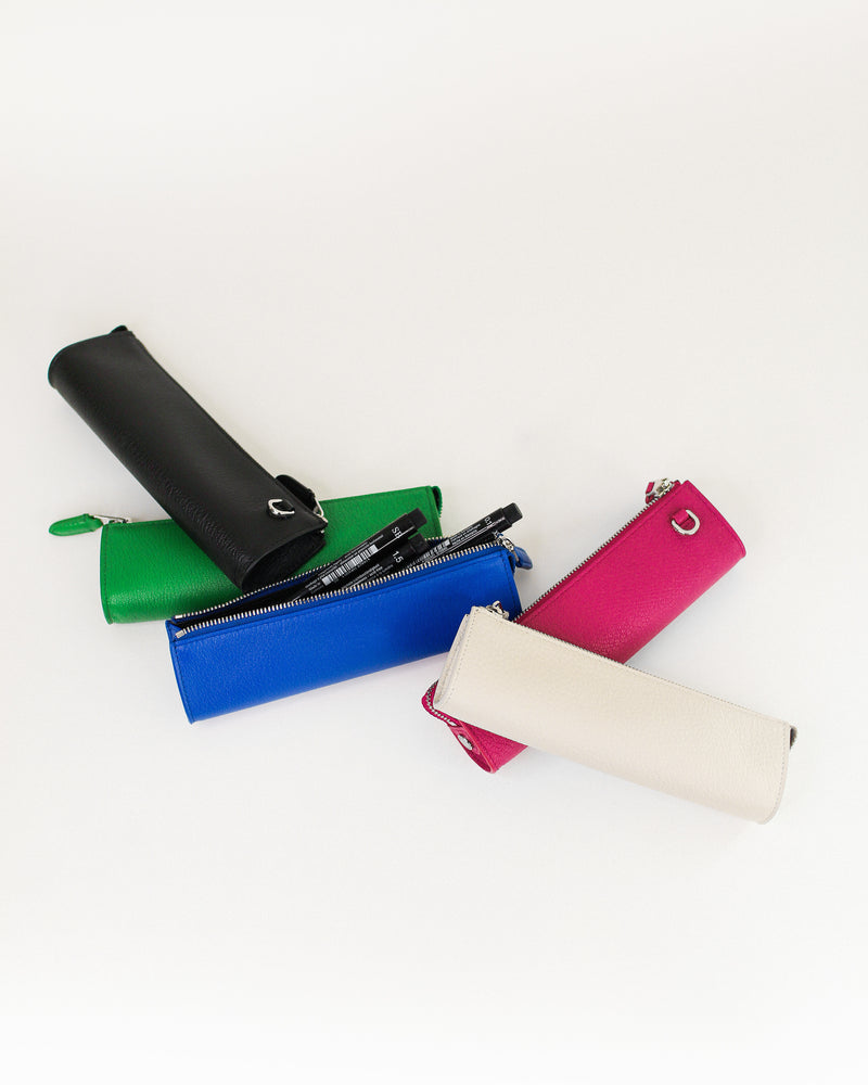 LEATHER PEN CASE FUXIA