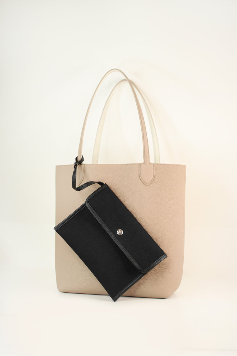 Reversible faux leather tote & wristlet online