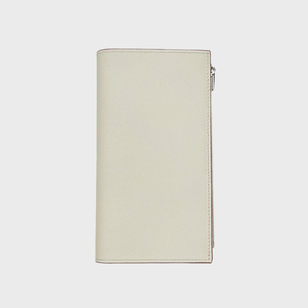 LEATHER LONG ZIP WALLET IVORY