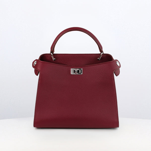 LEATHER HANDBAG LUTECE MINI BOURGUNDY