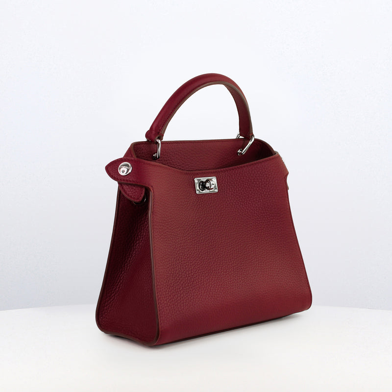 LEATHER HANDBAG LUTECE MINI BOURGUNDY