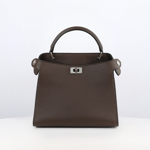 LEATHER HANDBAG LUTECE MINI CHOCOLATE