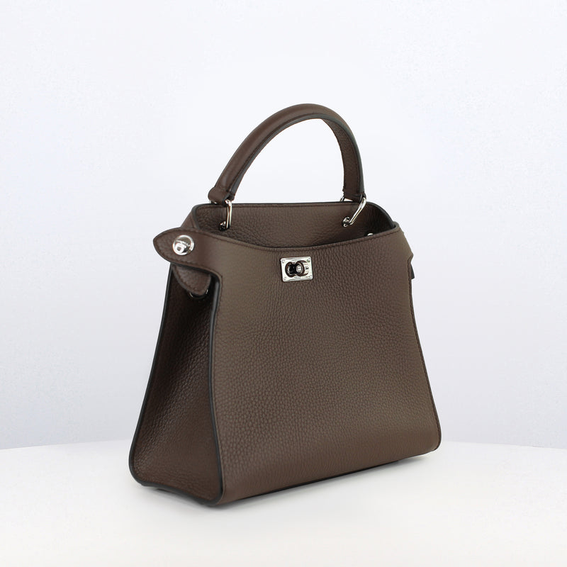 LEATHER HANDBAG LUTECE MINI CHOCOLATE