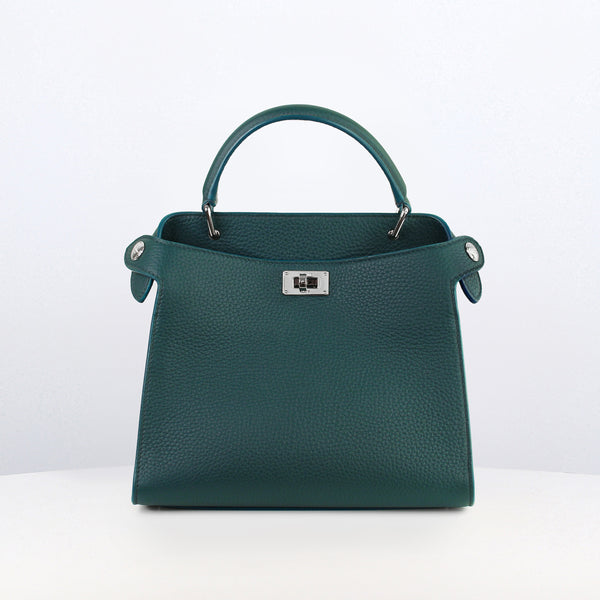 LEATHER HANDBAG LUTECE MINI EMERALD