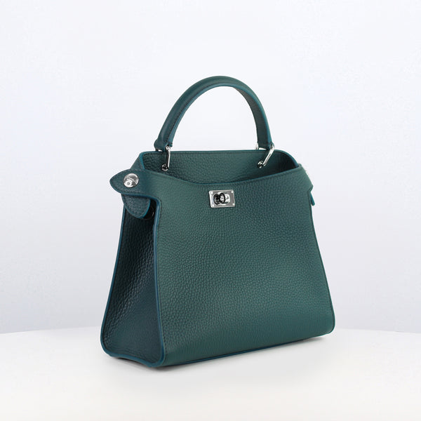 LEATHER HANDBAG LUTECE MINI EMERALD