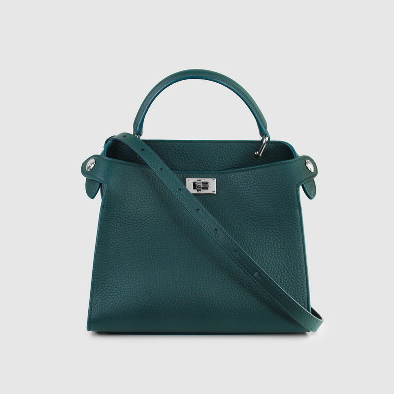 LEATHER HANDBAG LUTECE MINI EMERALD