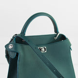 LEATHER HANDBAG LUTECE MINI EMERALD