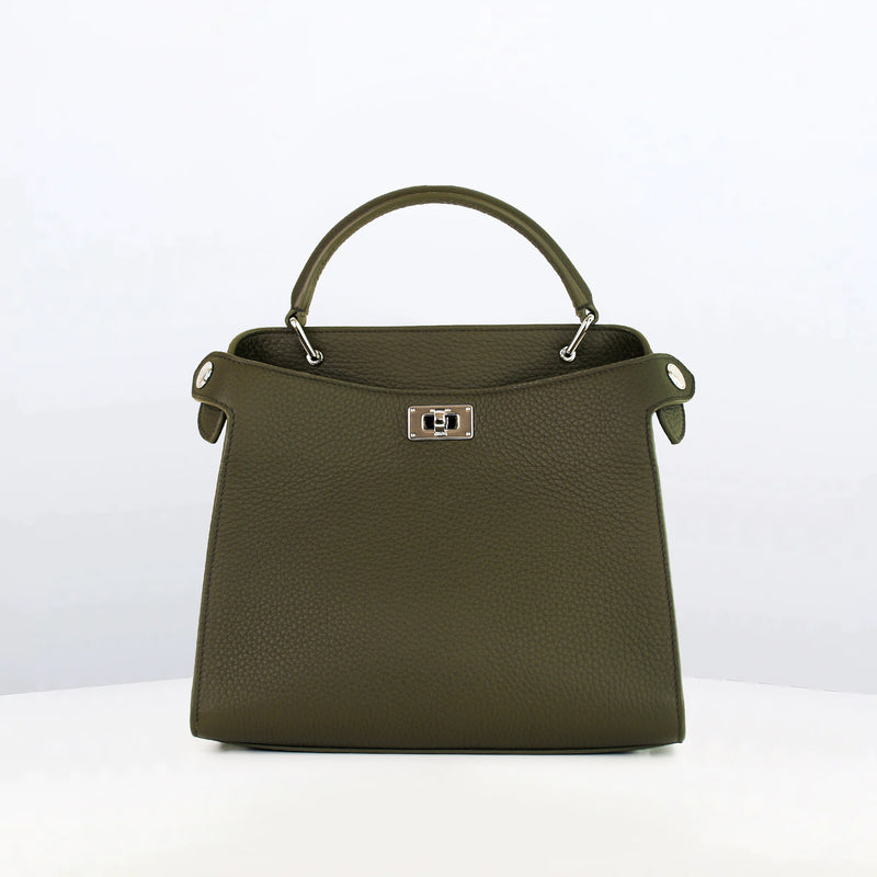 LEATHER HANDBAG LUTECE MINI KHAKI