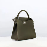 LEATHER HANDBAG LUTECE MINI KHAKI