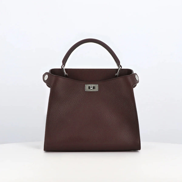 LEATHER HANDBAG LUTECE MINI PRUNE