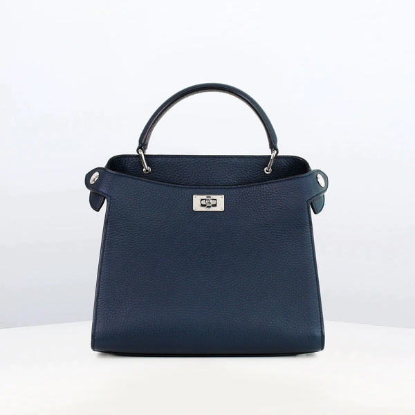 LEATHER HANDBAG LUTECE MINI NAVY