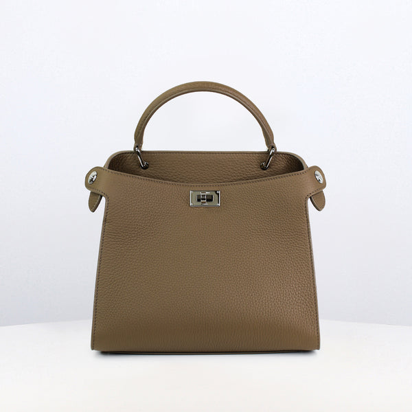 LEATHER HANDBAG LUTECE MINI TAUPE