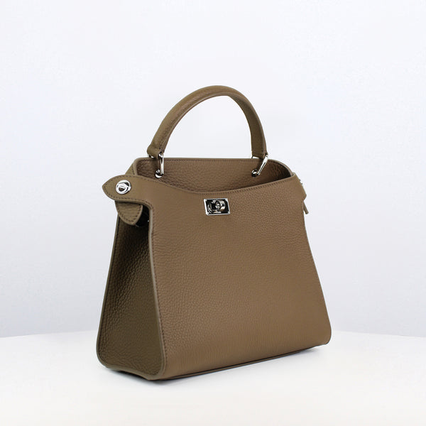 LEATHER HANDBAG LUTECE MINI TAUPE