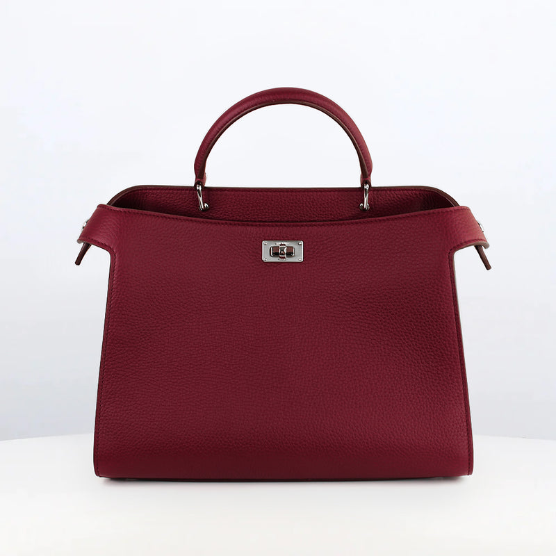 LEATHER HANDBAG LUTECE PM BOURGUNDY