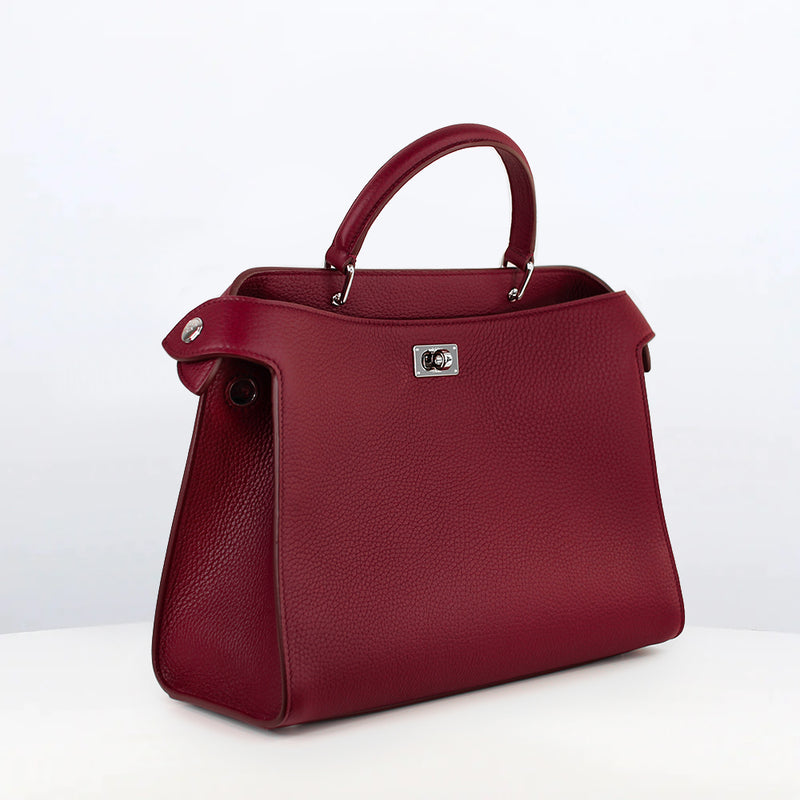 LEATHER HANDBAG LUTECE PM BOURGUNDY