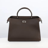 LEATHER HANDBAG LUTECE PM CHOCOLATE