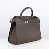 LEATHER HANDBAG LUTECE PM CHOCOLATE