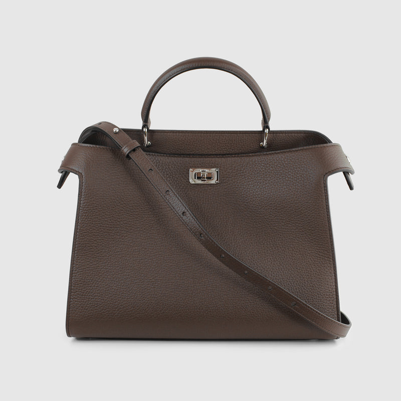 LEATHER HANDBAG LUTECE PM CHOCOLATE