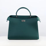 LEATHER HANDBAG LUTECE PM EMERALD