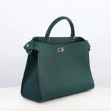 LEATHER HANDBAG LUTECE PM EMERALD