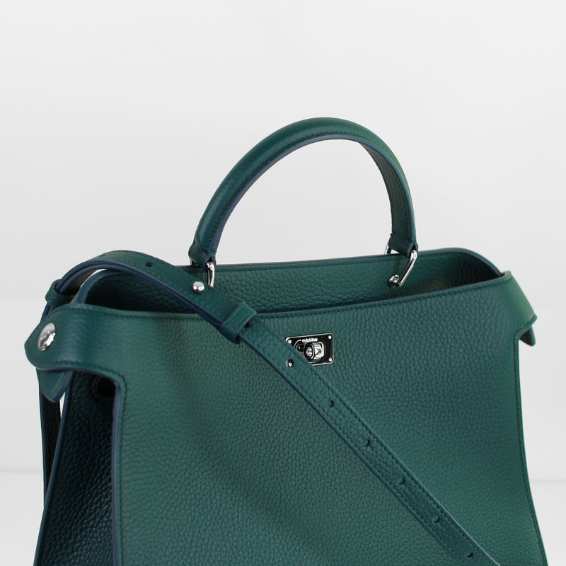 LEATHER HANDBAG LUTECE PM EMERALD