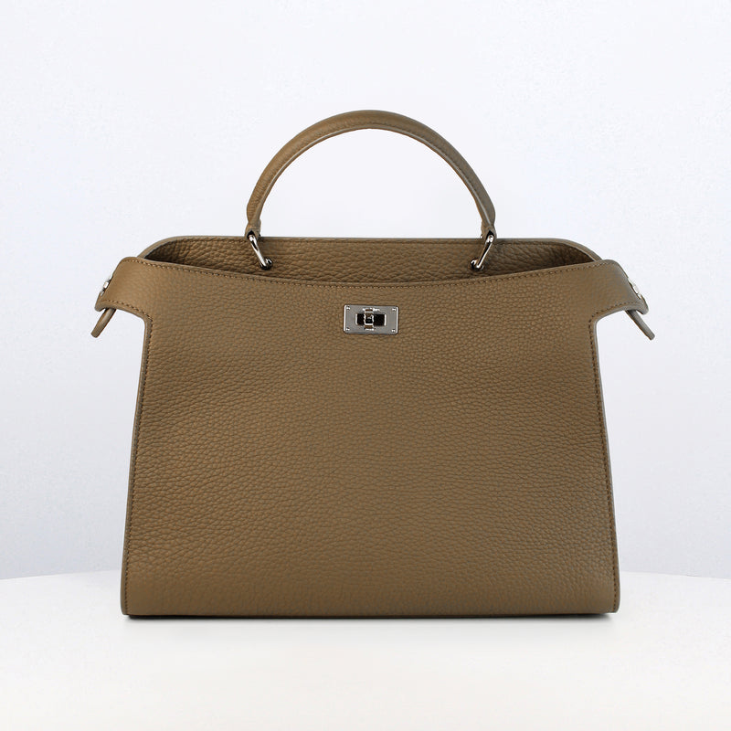 LEATHER HANDBAG LUTECE PM TAUPE