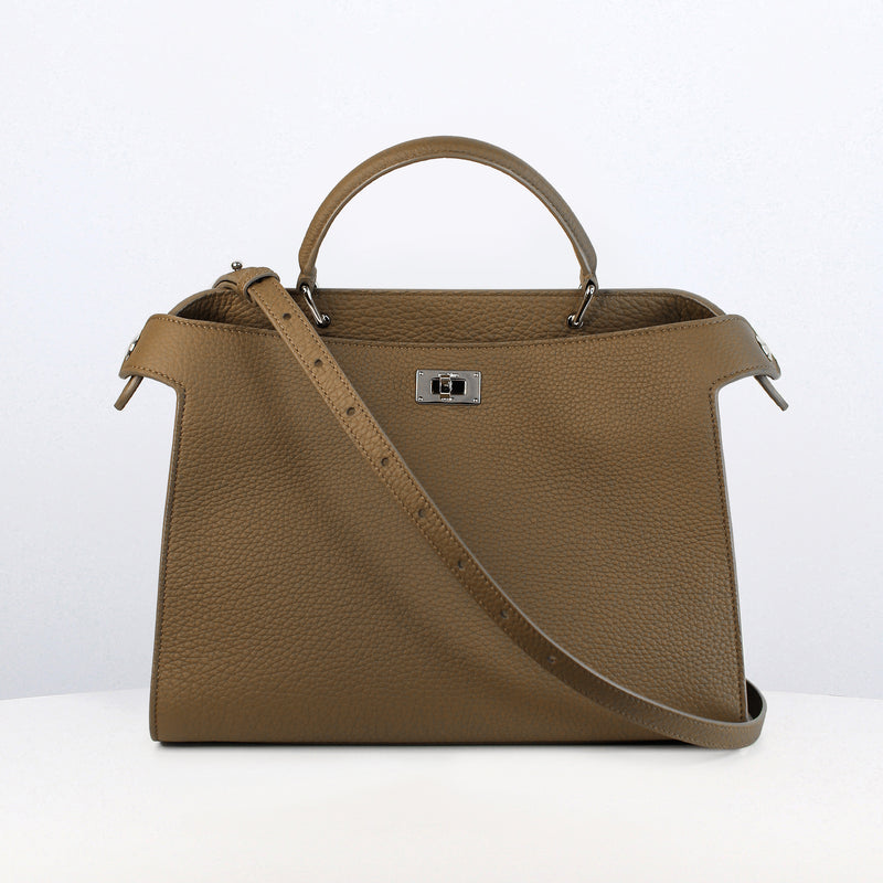 LEATHER HANDBAG LUTECE PM TAUPE