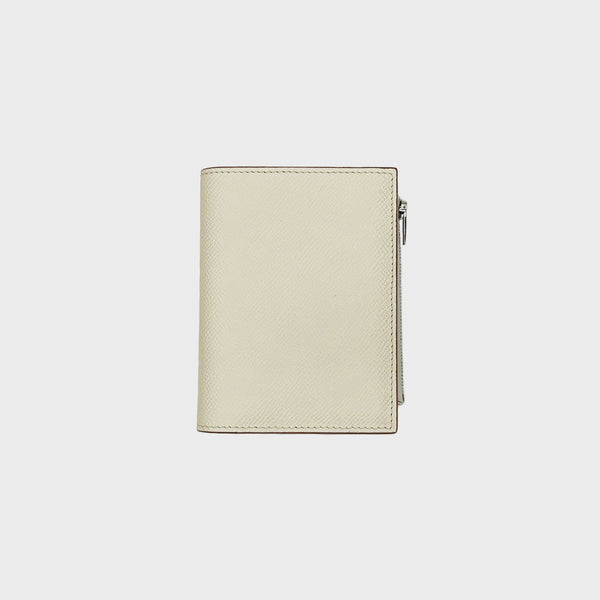 LEATHER BIFOLD ZIP WALLET IVORY