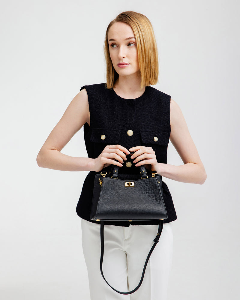 LEATHER HANDBAG TROCADERO BLACK