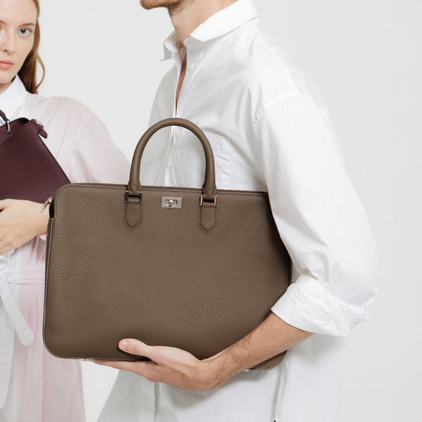 ORSAY LEATHER BRIEFCASE TAUPE