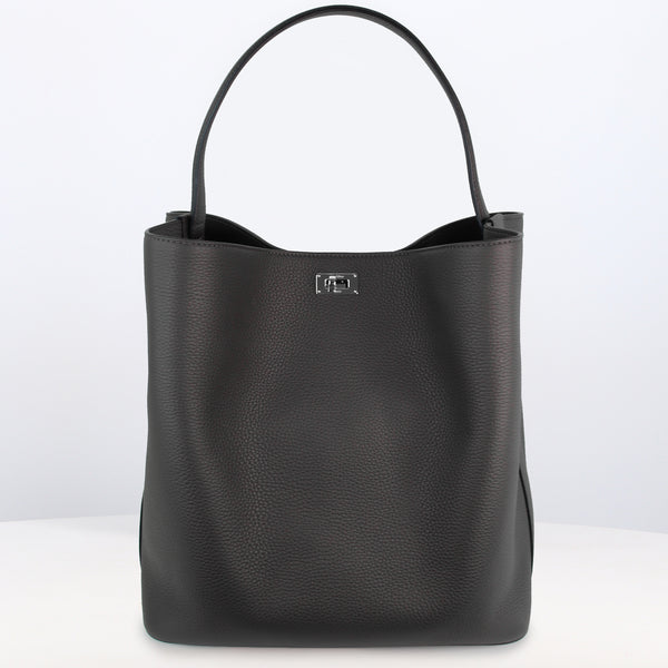 SAC SEAU EN CUIR ODÉON GM GRIS CHARBON