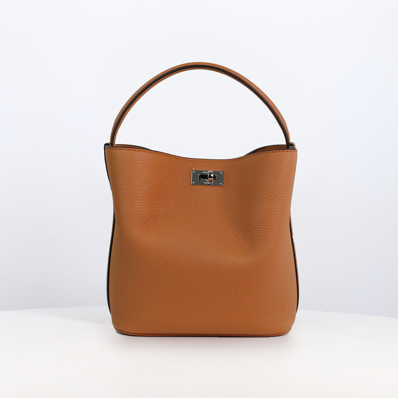 LEATHER HANDBAG ODEON MINI CAMEL