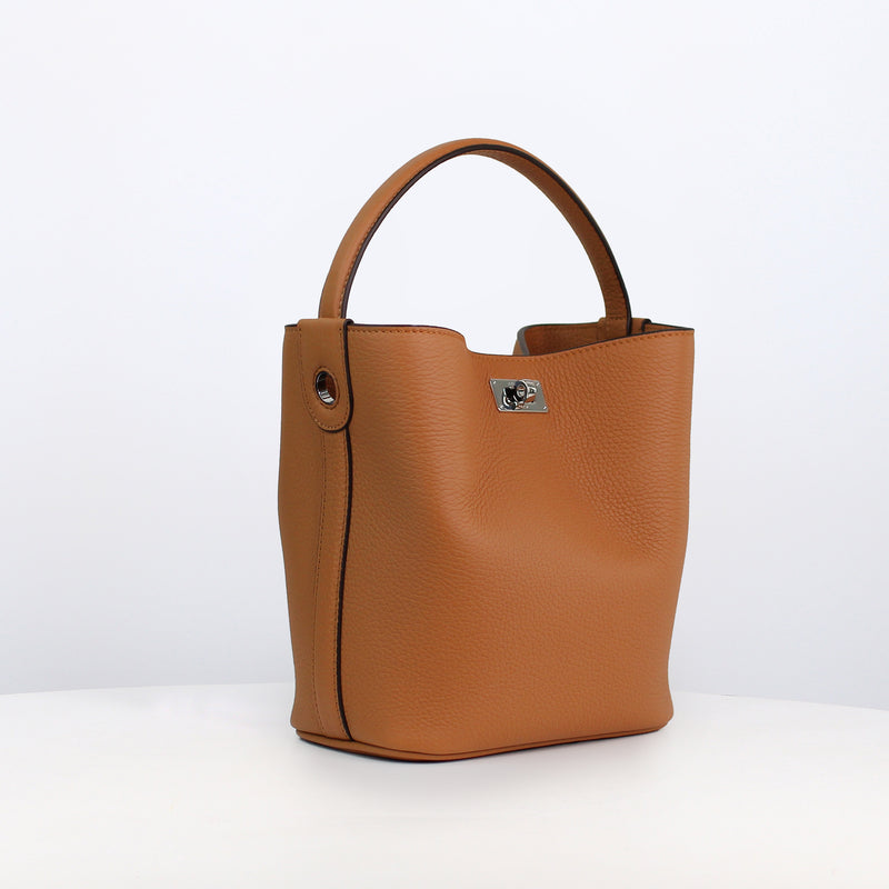 LEATHER HANDBAG ODEON MINI CAMEL