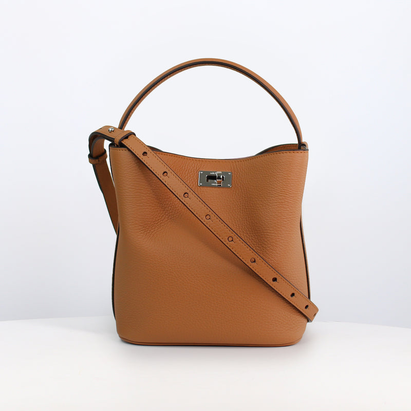 LEATHER HANDBAG ODEON MINI CAMEL