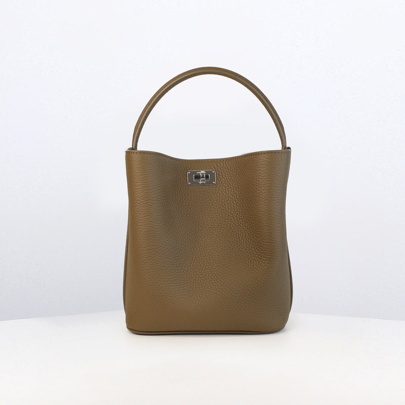 LEATHER BUCKET BAG ODEON MINI TAUPE