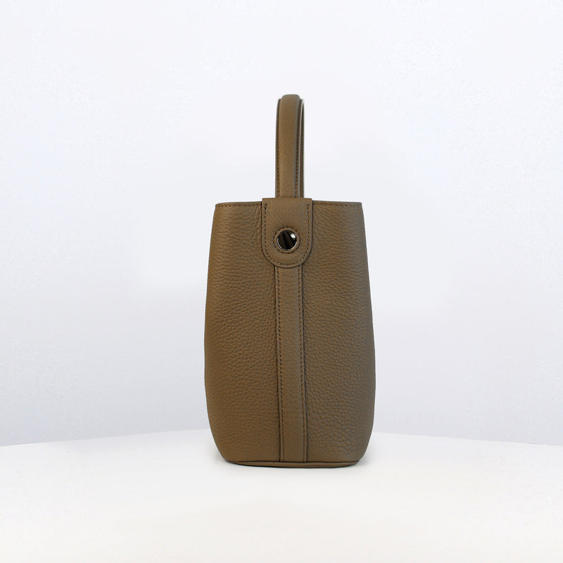 LEATHER BUCKET BAG ODEON MINI TAUPE