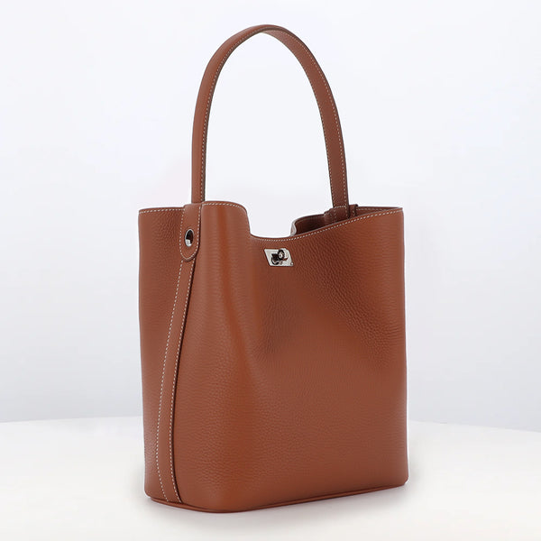 LEATHER BUCKET BAG ODEON PM GOLD