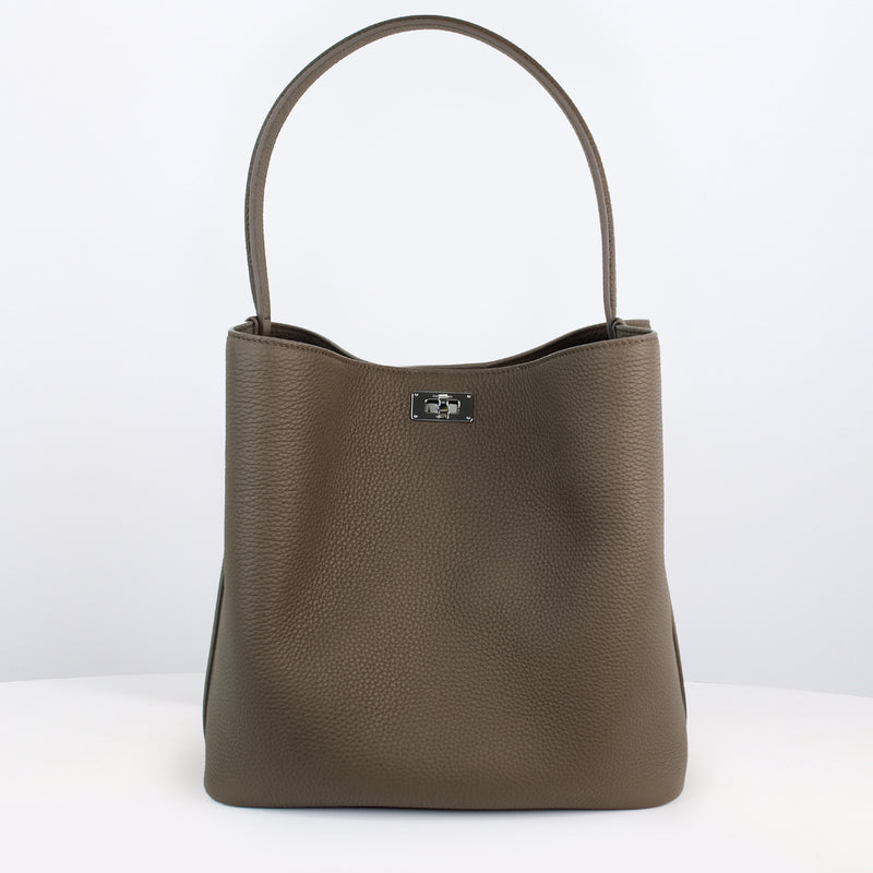 LEATHER HANDBAG ODEON PM TAUPE