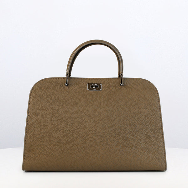 LEATHER HANDBAG OPERA PM TAUPE