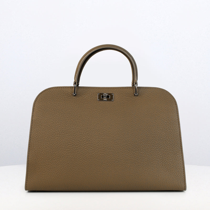 LEATHER HANDBAG OPERA PM TAUPE