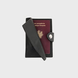 LEATHER PASSPORT HOLDER BLACK