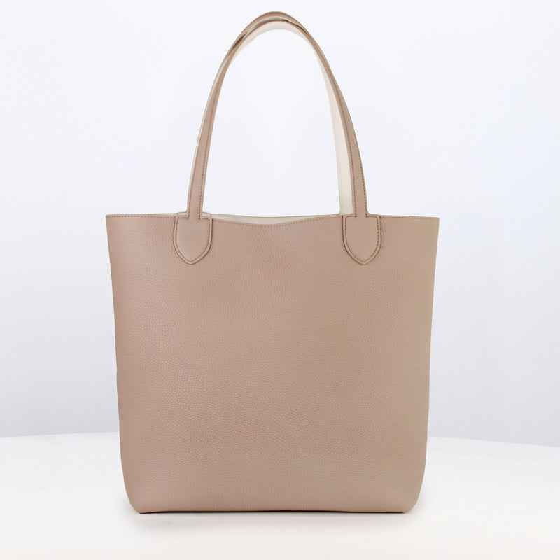 RIVOLI REVERSIBLE LEATHER TOTE BAG NORTH/SOUTH TOURTERELLE/CRAIE