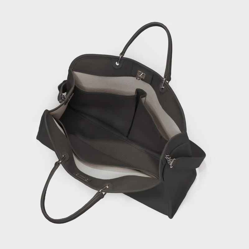SAC MULTIPOCHES SAINT-GERMAIN EN CUIR ET TOILE GRIS CHARBON ET BAG AROMA GRIS CHARBON