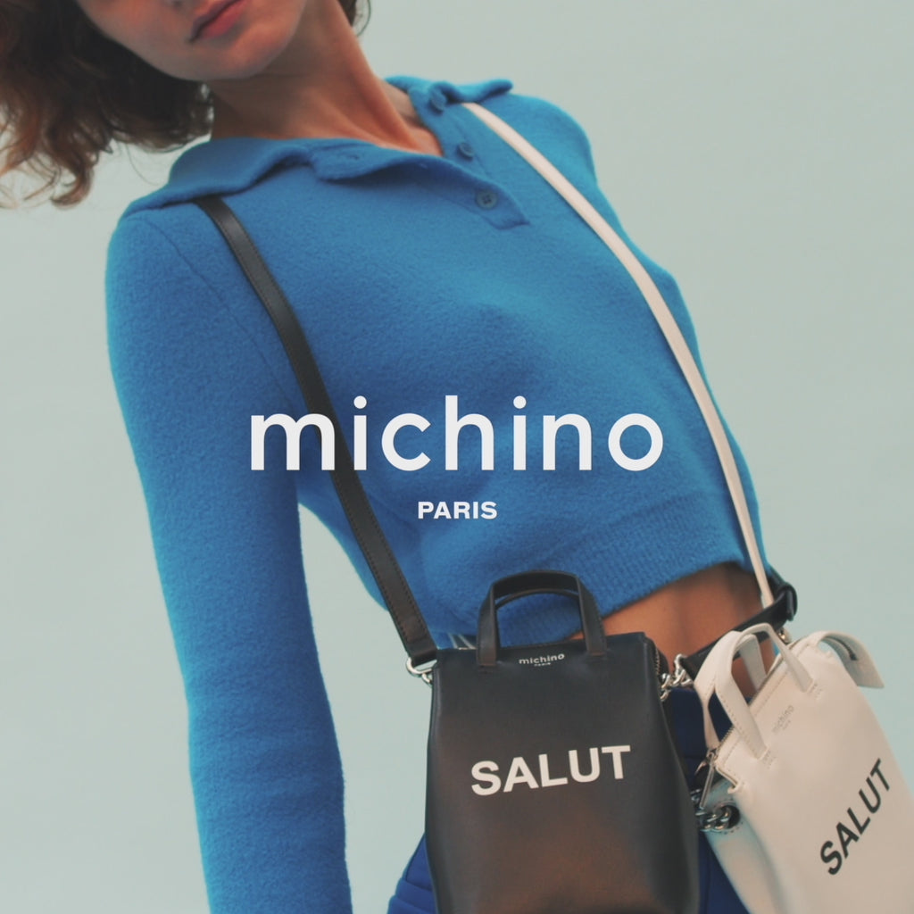 LEATHER SHOULDER BAG NOTRE-DAME NANO SALUT WHITE – Michino Paris